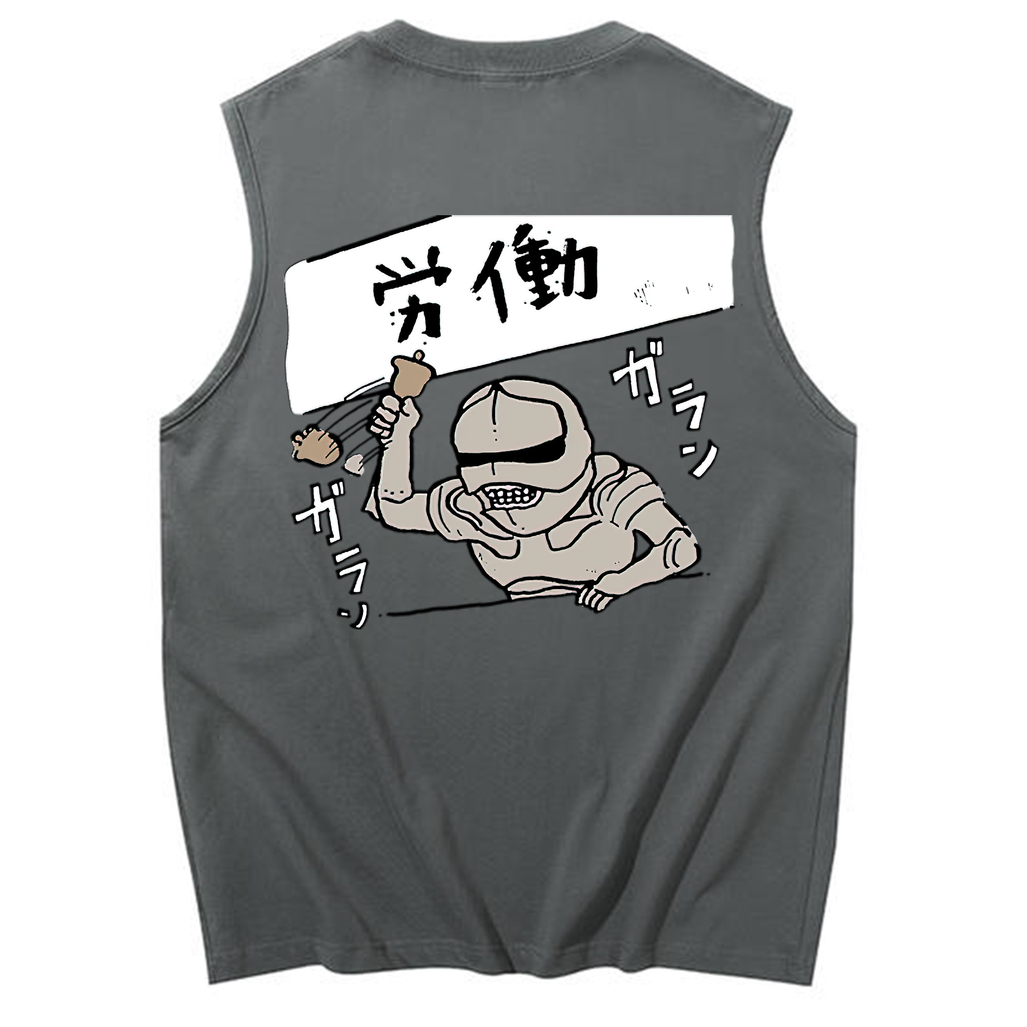 （画像用） ちいかわ 労働の鎧さん Chii-kawa Mr. Armor of Labor コットン100％タンクトップ（背面プリント）